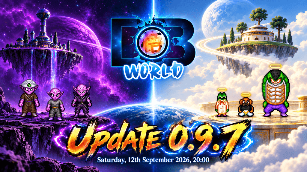 Dragon Ball World update 0.9.7 artwork with characters and locations from the afterlife.